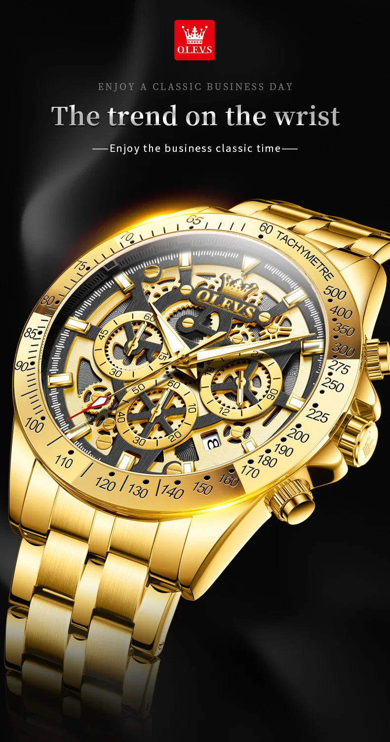 OLEVS 9913 Mens Watch Quartz Watch Classic Multifunctional Business Watch For Men 30m Waterproof Luminous Box Gift