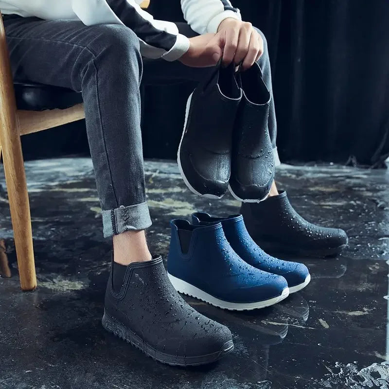 Rain Shoes for Lovers Rubber Shoe Platform Ankle Boots Autumn Winter Slip on Booties Boots for Men Waterproof Work Botas Hombres