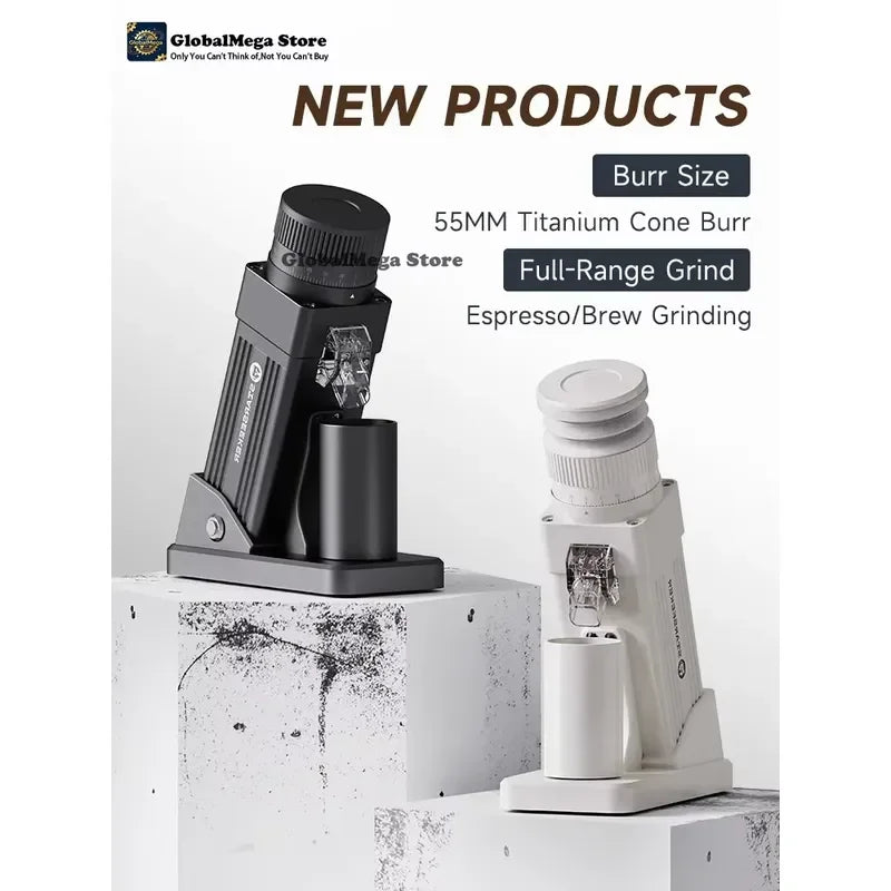 2026 Latest Electric Coffee Grinder 55mm Flat Burr Espresso Grinder Stepless Adjustment Cold Brew Coffee Bean Grinder for