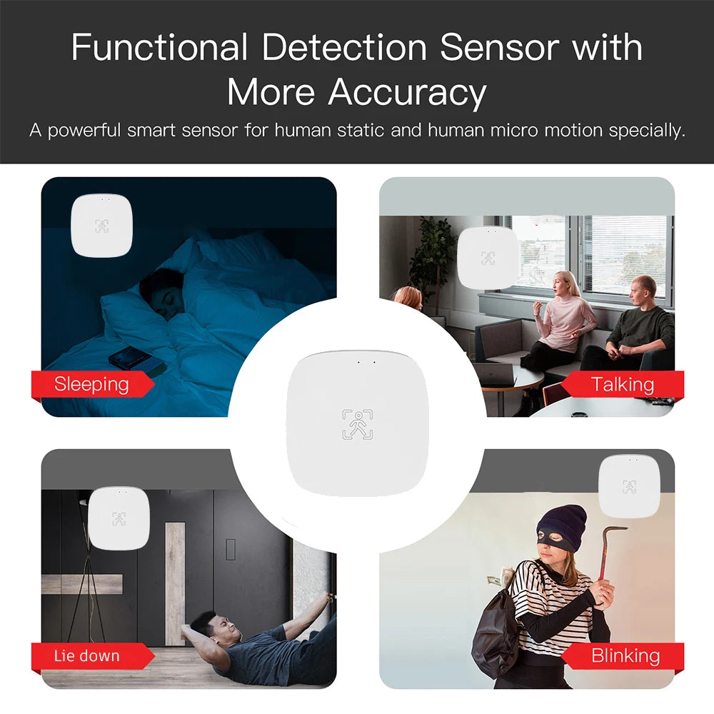 Wifi MmWave Human Presence Motion Sensor With Luminance/Distance Detection Celling/Wall Mount Tuya Smart Life Home Automation