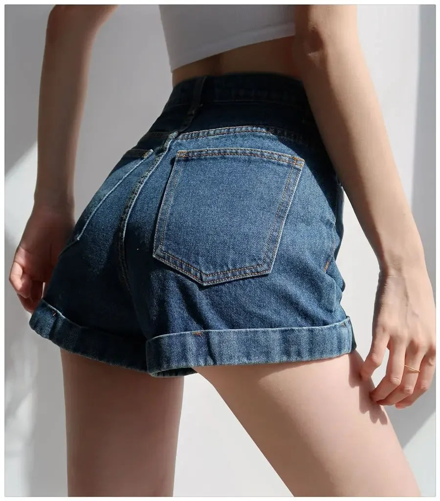 Basic Denim Shorts Women Sexy Skinny Vintage All-match High Waist Fashion Casual Streetwear Summer Chic Pure Temperament Females