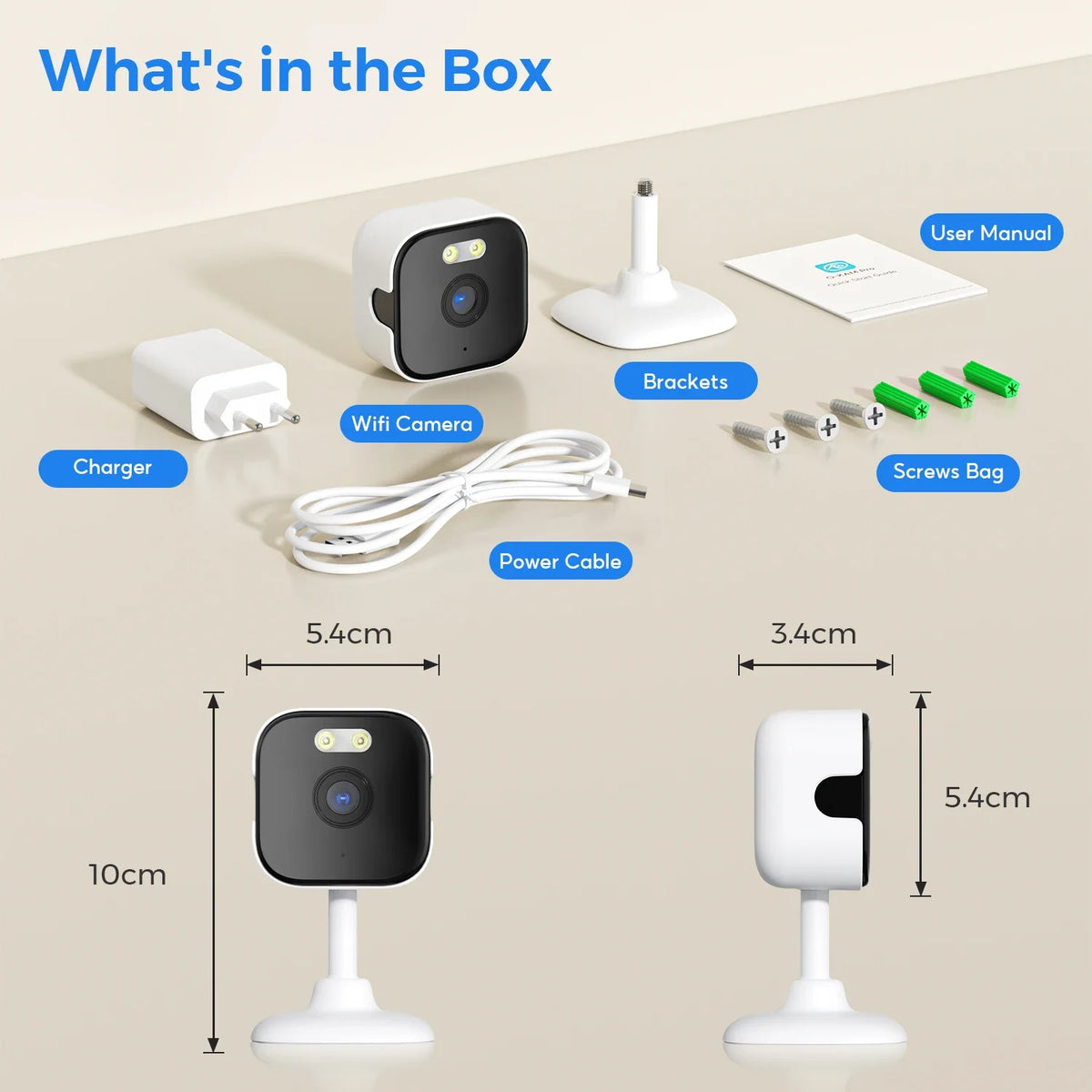3MP WiFi Security Camera Indoor Smart IP Smart IP Camera with Motion Detection Night Vision Two-Way Audio Baby Monitor Supports