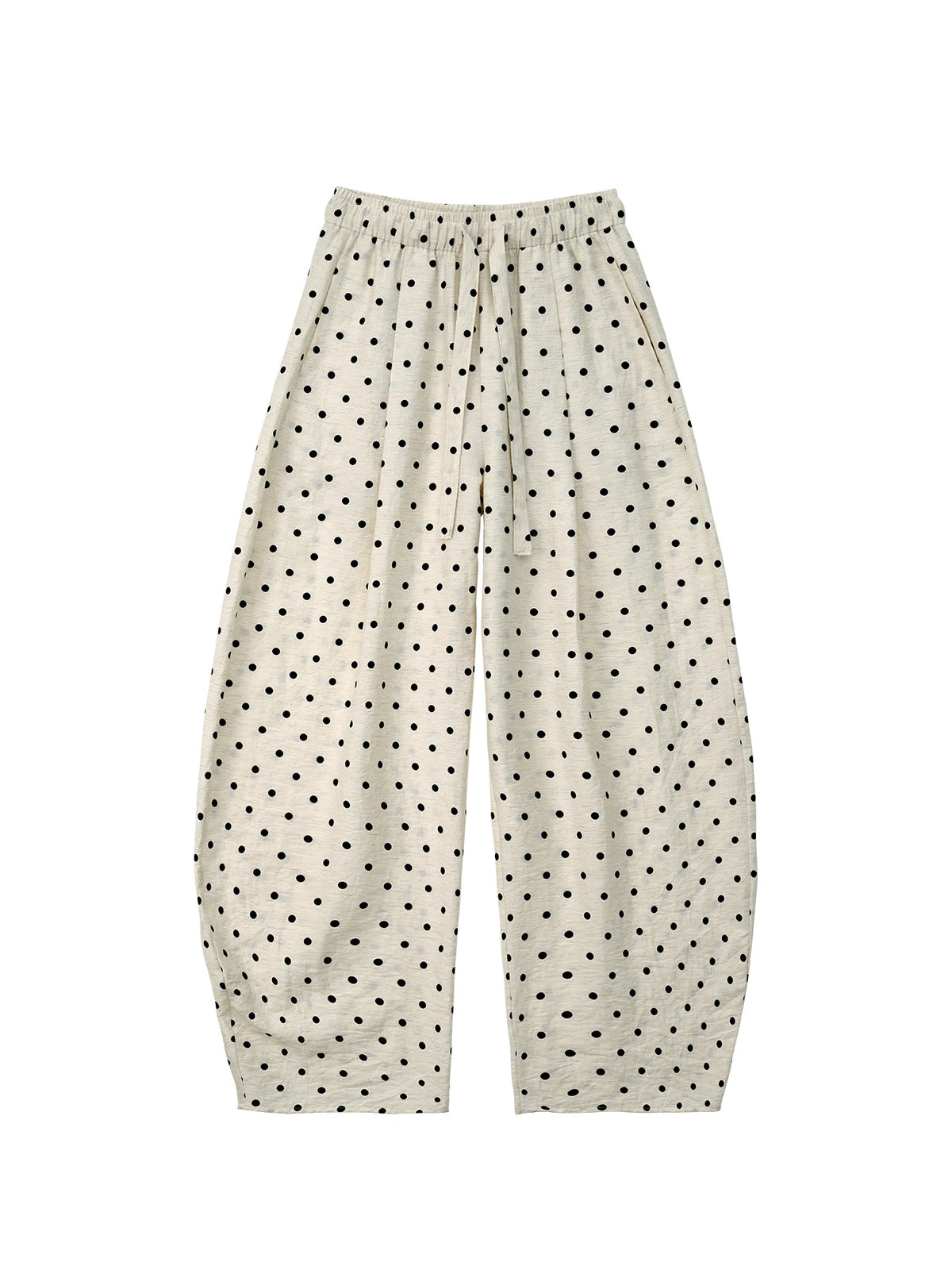 Linen Polka Dot Wide-Leg Pants for Women's Summer, Thin High-Waisted Loose and Laid-Back Style Yamamoto Pants, Casual Straight-L