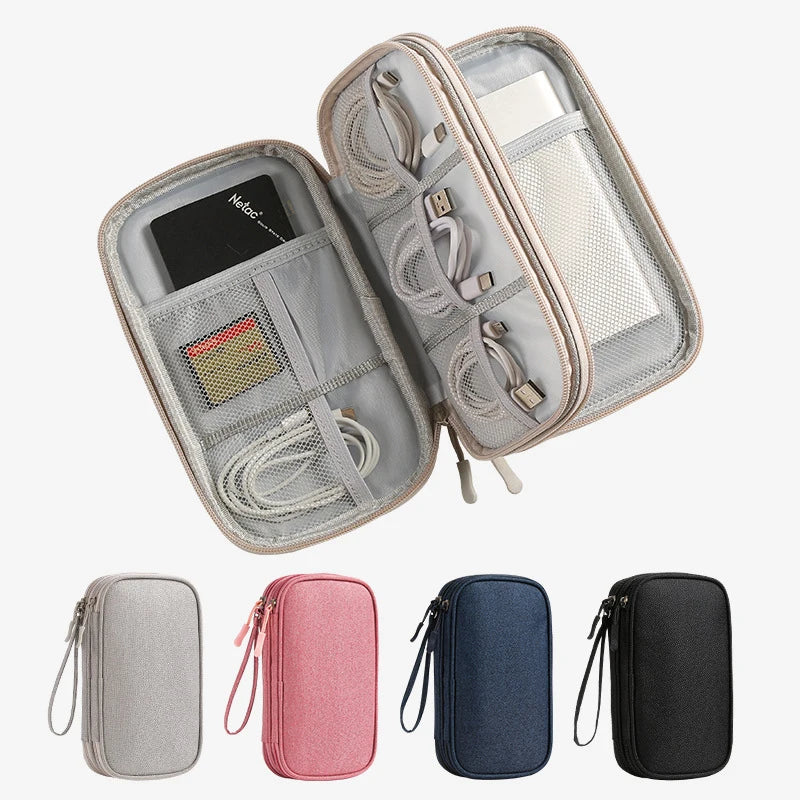 USB Charger Travel Organizer Bag – Mesh-Lined Portable Case for Cables, Adapters & Power Banks, Keeps Tech Gear Tidy