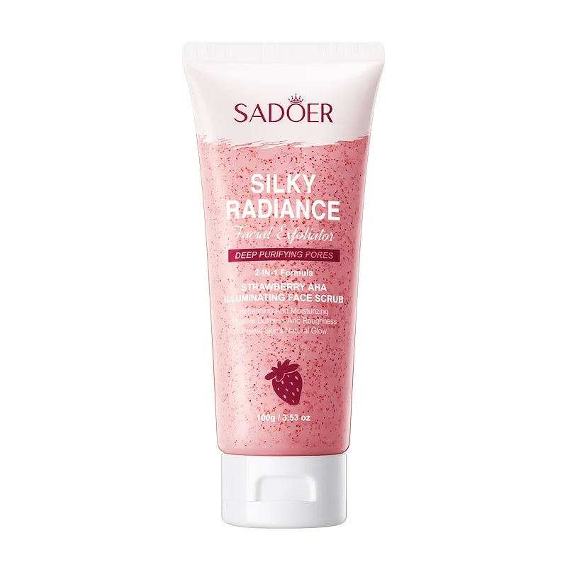 100g Strawberry Aha Face Scrub Balm, Deep Cleansing, Hydrating, Exfoliating Particles, Brighter and Radiant Skin, Moisturizing