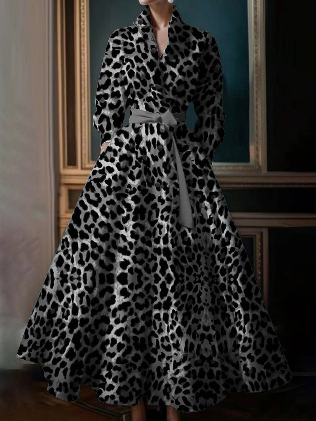 Elegant Floral Printing Maxi Dresses Multicolor Turndown Collar Long  Sleeve Cotton Long Dress Party Wedding Evening Dress 2024