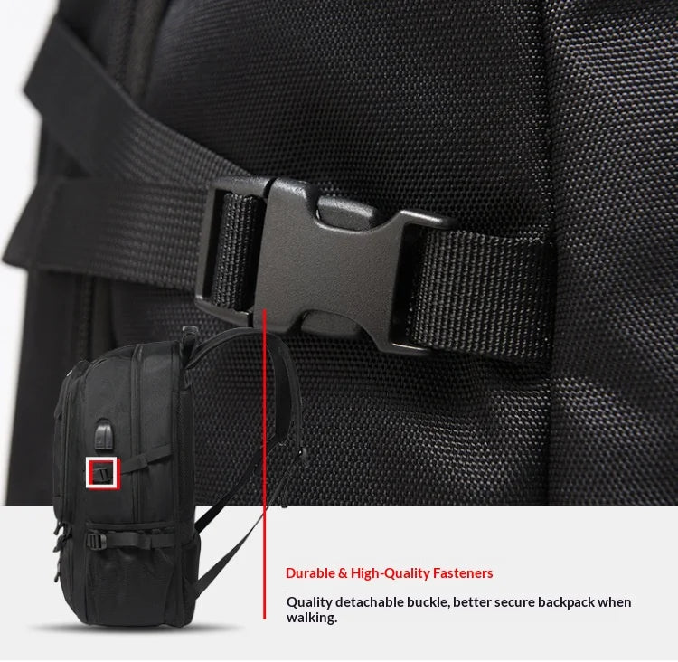 50L 80L Men's Large Travel Backpack, Separate Shoe Compartment Waterproof Business Backpack Outdoor Sports Black Storage Bag
