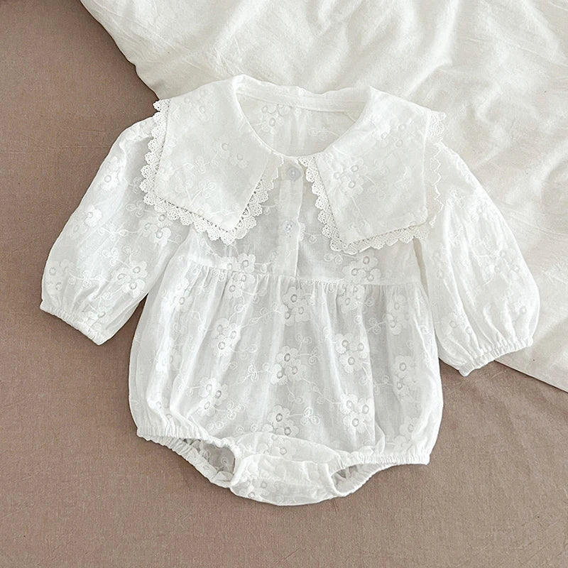 0-24M New Infant Baby Girls Jumpsuit Baby Romper Girls Embroidery Clothing Spring Cotton Long Sleeve Toddler Baby Girl Romper