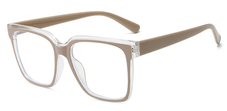 Fashion Double Color Women Cat Eye Glasses Frame Retro TR90 Clear Anti-Blue Light Eyewear Men Optical Blue Yellow Frame