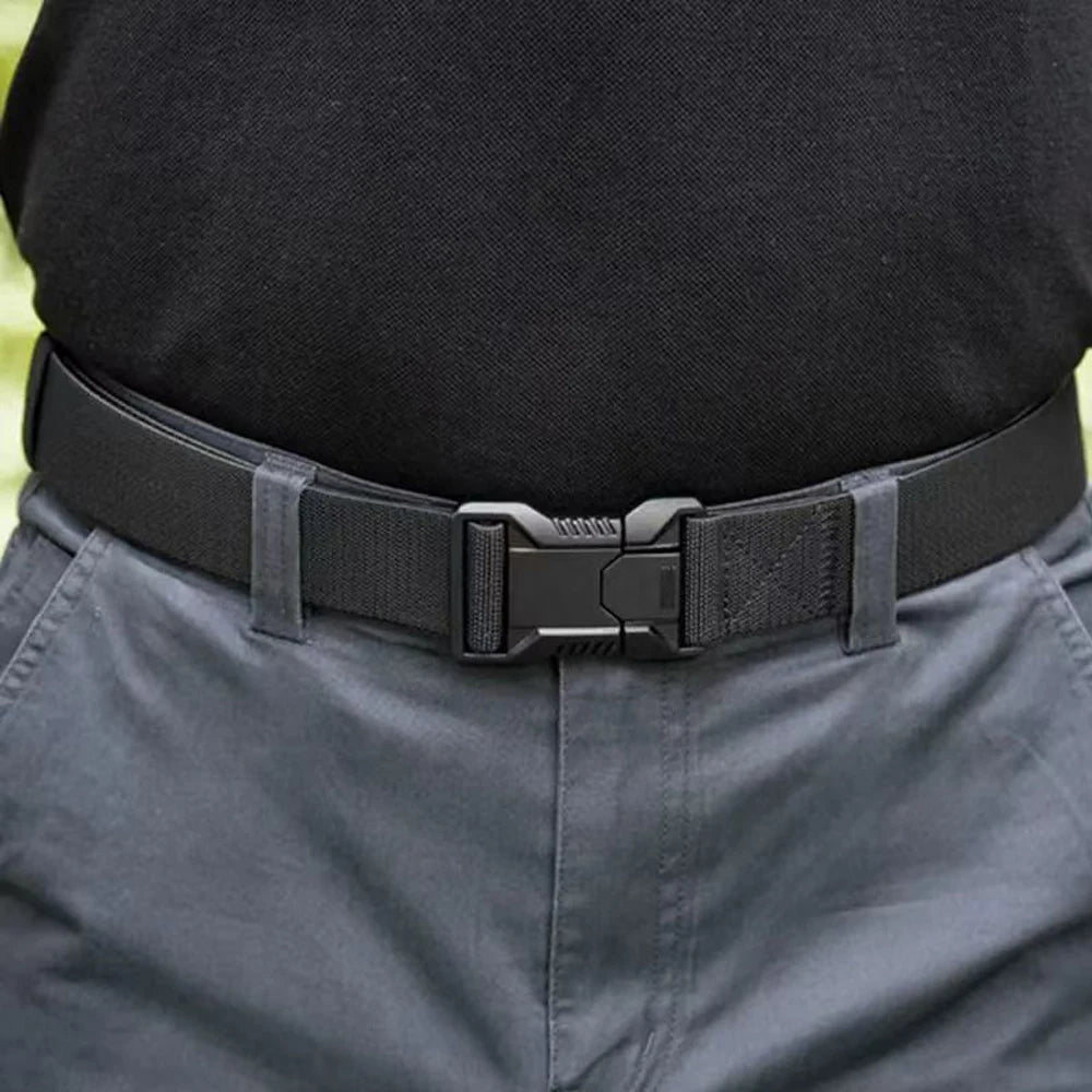 Nylon Tactical Belt Men Automatic Buckle Quick Release Military Belt Outdoor Casual Workwear Training Pants Heavy Duty Web Belt