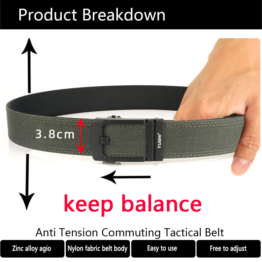TUSHI New Double-layer Reinforced Automatic Buckle Training Quick Hanging Pistol Belt Men Nylon Outdoor Leisure IPSC Accessories