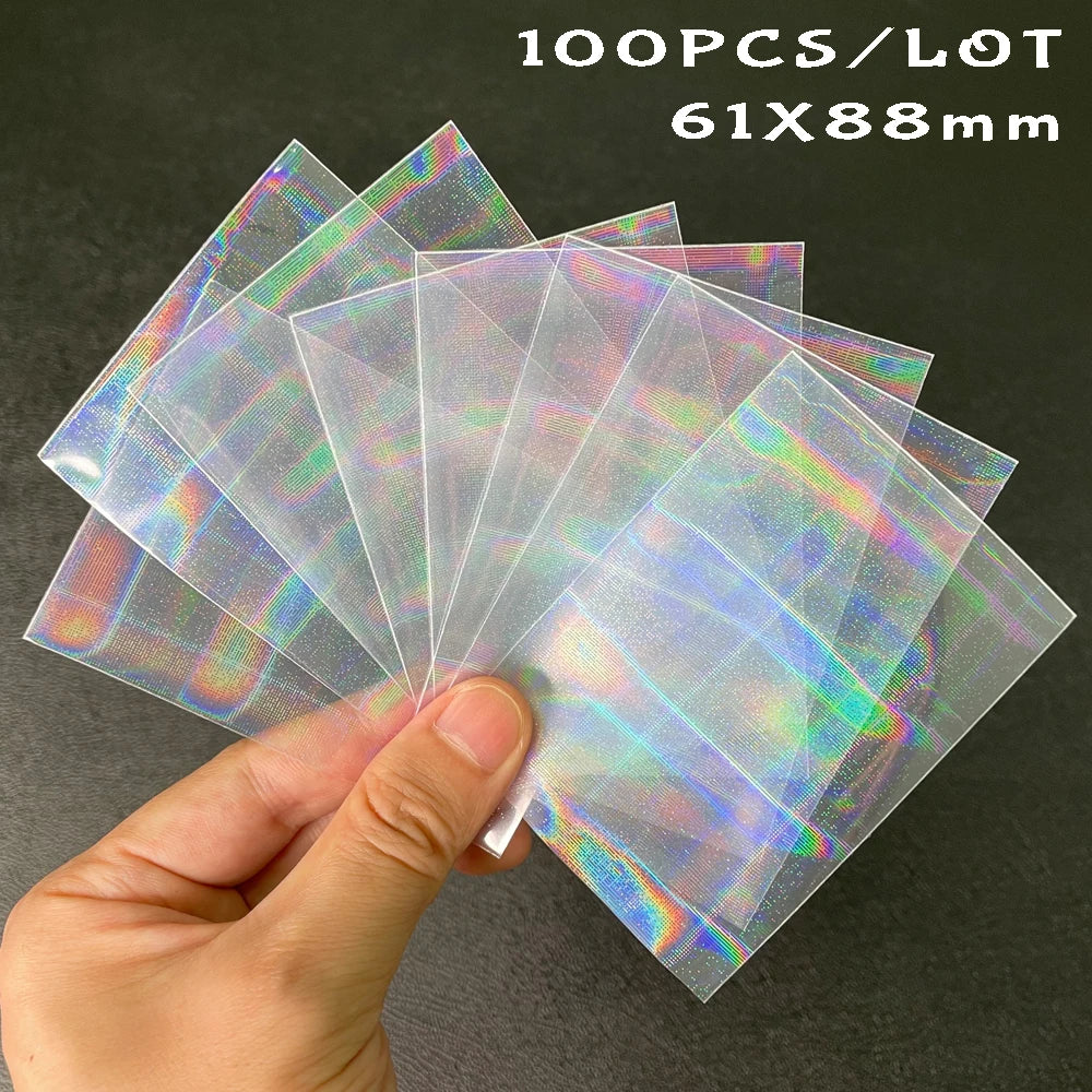 100pcs Board Game Card Sleeves Sweet Heart Foil Transparent Laser Clear YGO PKM Photo Kpop Protector Trading Cards Shield Cover