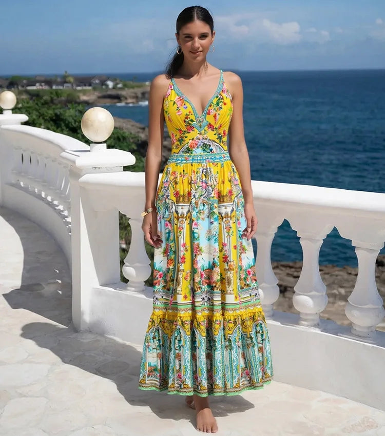 Retro Bikini Printed Fashion Two Piece Swimsuit And Cover Up With Skirt Tight Women's Bandage Summer Beach Luxury Elegant