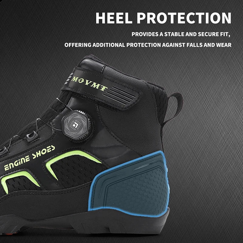 Motorcycle Riding Shoes Men's Breathable Leather Boots Casual Comfortable Slip-On Ankle Boots for Urban Cycling