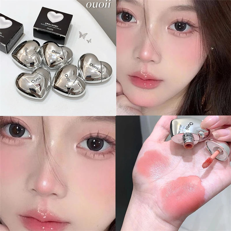 Lavender Matte Liquid Blush Velvet Heart Strawberry Peach Face Pigment Lasting Beauty Natural Cheek Tint Cream Blush Makeup