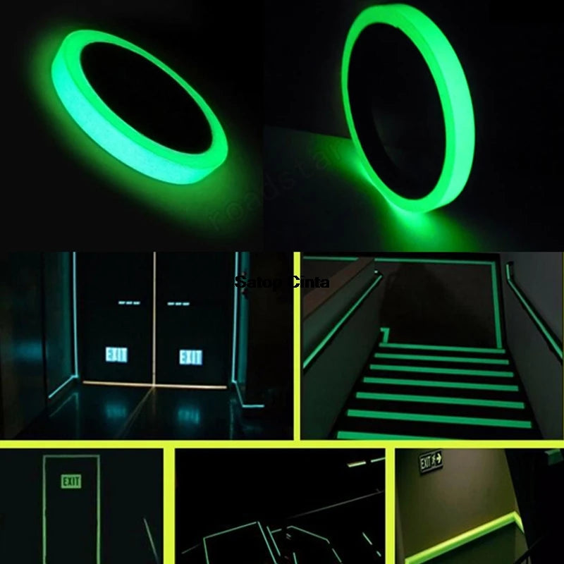 5M Green Luminous Safety Warning Strip Glow In The Dark Tape Self-Adhesive Stickers For Stage Stair Steps Home Marking Exit Sign