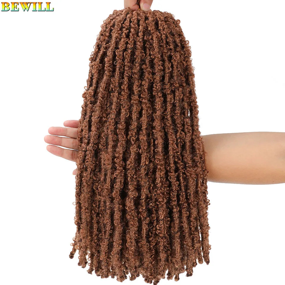 BEWILL 12 14 18 24 Inch Butterfly Locs Crochet Hair Pre-looped Synthetic Distressed Faux Braids Hair Soft Locs Goddess Locs Hair