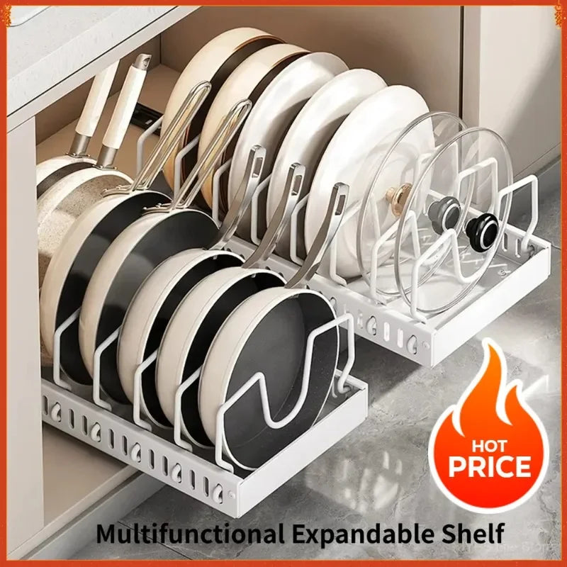 2026 Kitchen Multifunctional Organizer Pull Out for Pots/Pans Sliding Lid Holder Spice Rack & Dish Drying Racks Drawer Organizer