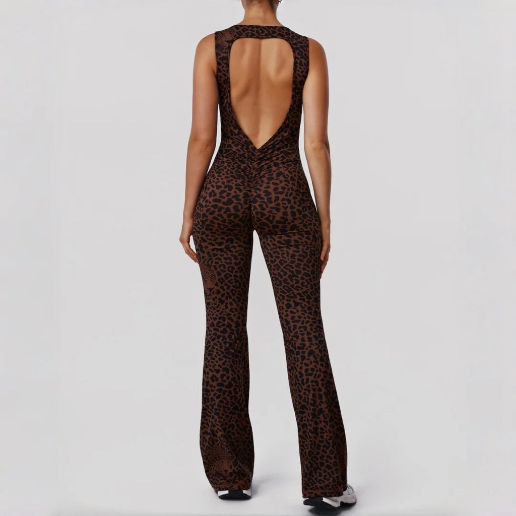 Women's Leopard Print One-Piece Yoga Jumpsuit Hip Lift Backless Sexy Fashion Sports Running casual Workout Gym Fitness Jumpsuit