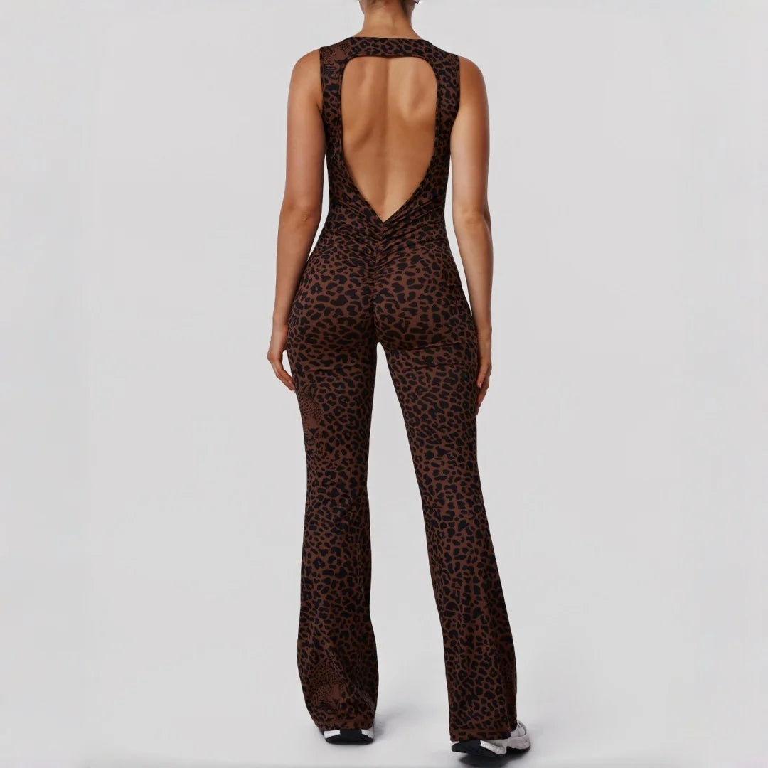 Women's Leopard Print One-Piece Yoga Jumpsuit Hip Lift Backless Sexy Fashion Sports Running casual Workout Gym Fitness Jumpsuit