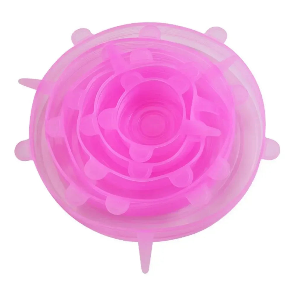 6PCS New Reusable Fresh-keeping Cover Kitchen Gadgets Non-slip Silicone Lids Stretch Bowl Cap