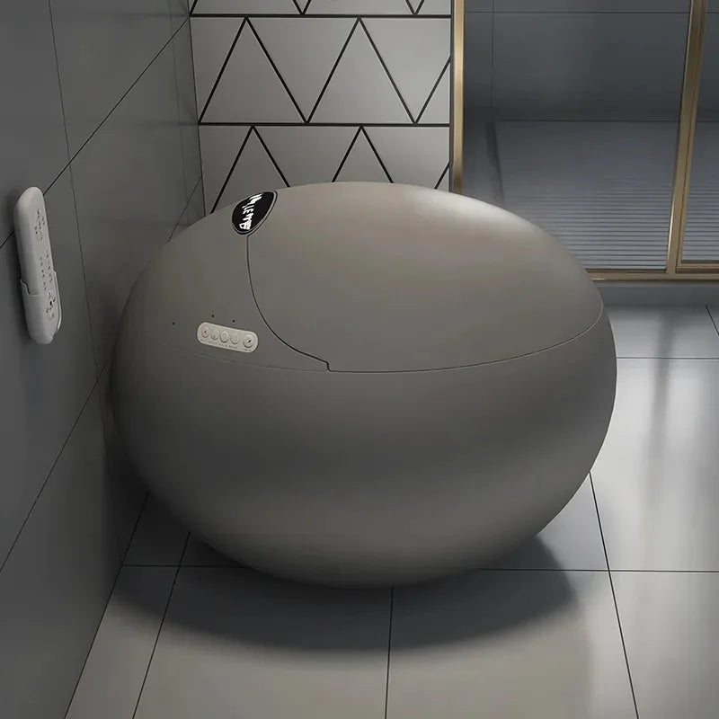 Intelligent One-Piece Egg Shape Automatic Round Smart Ceramic Toilet Bowl New Design Bathroom Sanitary Ware Set Luxury Toilet
