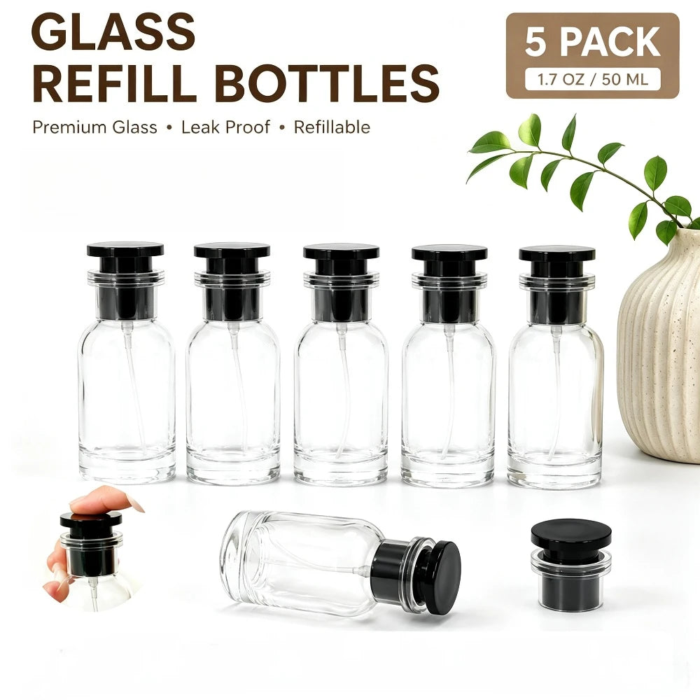 1/5PCS 50ml Perfume Bottle Spray High-end Glass Portable Travel High-end Perfume Bottle Empty Containers