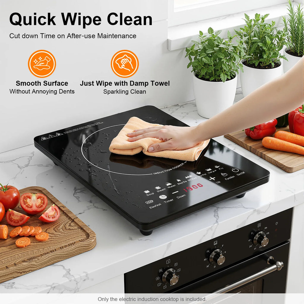 Portable Induction Burner, 750W Electric Induction Countertop Burner with Touch Panel, 8Cooking Preset Programs, Temp Adjustable for Home RV Dorm