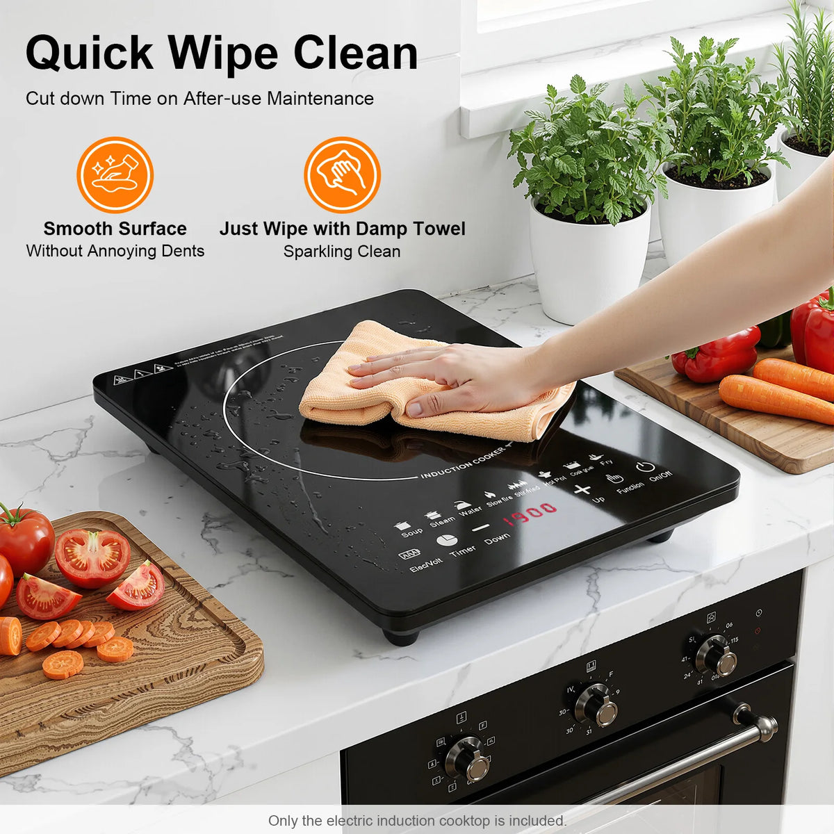 Portable Induction Burner, 750W Electric Induction Countertop Burner with Touch Panel, 8Cooking Preset Programs, Temp Adjustable for Home RV Dorm