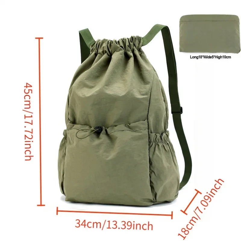 Fashionable Lightweight Drawstring Backpack: Large-Capacity Waterproof Sports Bag for School, Books, Outdoor Activities, Travel