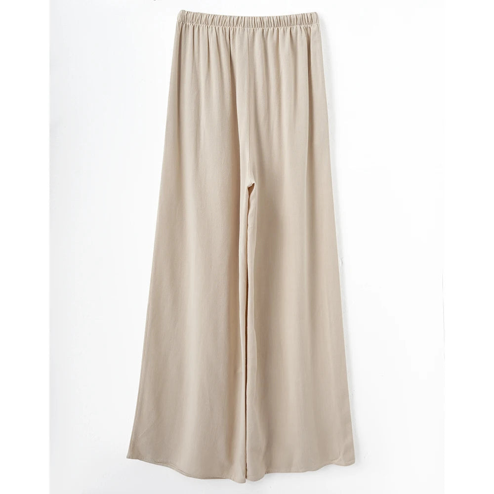 Loose Wide Leg Casual Pants Women's  Korean Linen Office Lady Household Trousers Drawstring Straight Leg Long Pants Femme
