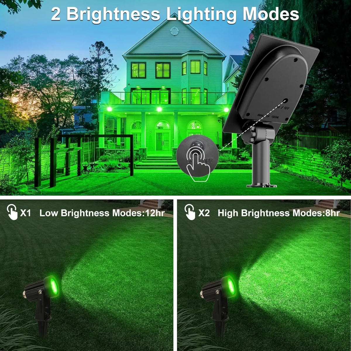 Solar Green Light Outdoor Garden Wall Lamp for Tree Street Decor IP65 Waterproof LED Landscape Countyard Solar Powered Light