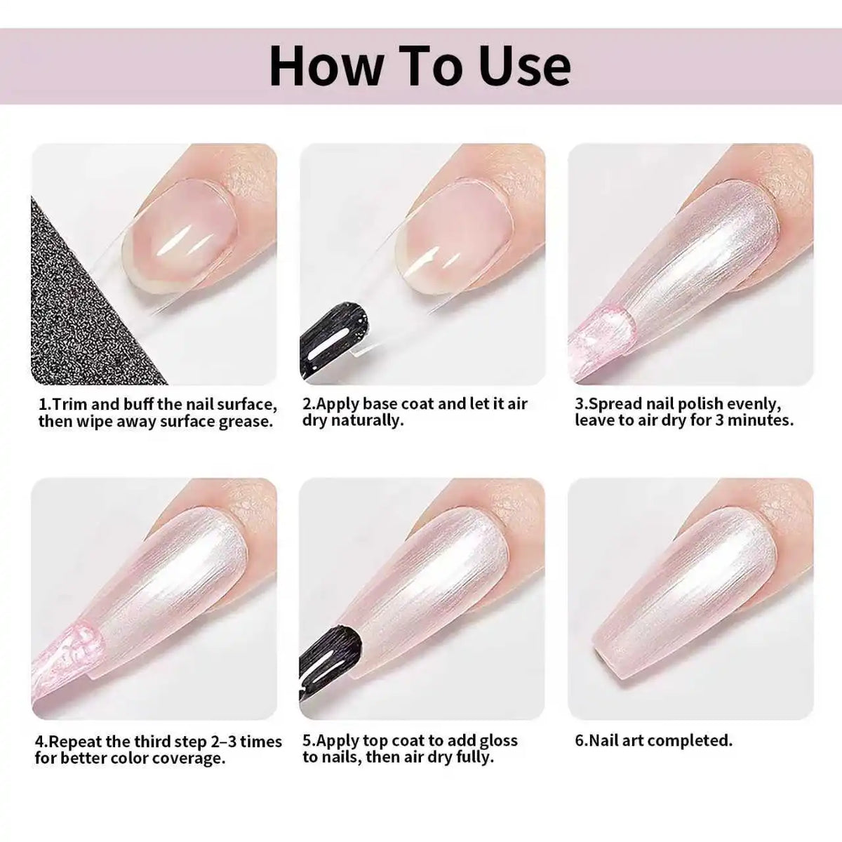 Pink Pearlescent Nail Polish; Quick-Drying, No Lamp Required, Long-Lasting Formula; Adds a Pearly Sheen and Brightens the Nail S