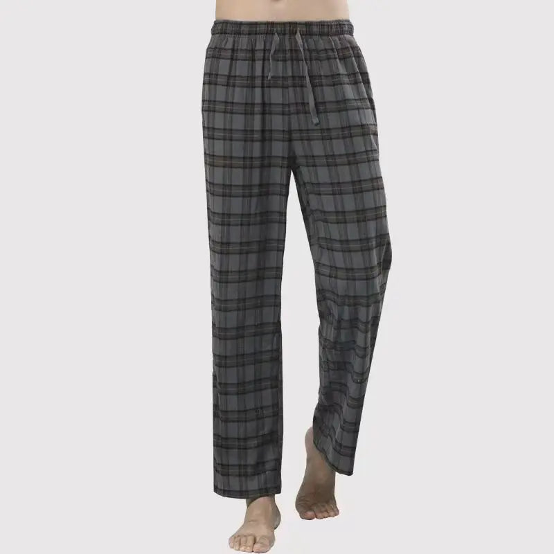 High-Waisted Cotton Men's Pajama Pants, Loose Fit, Summer Casual, Plus Size, Stylish, Thin, Home Wear Long Pants for Spring and Autumn