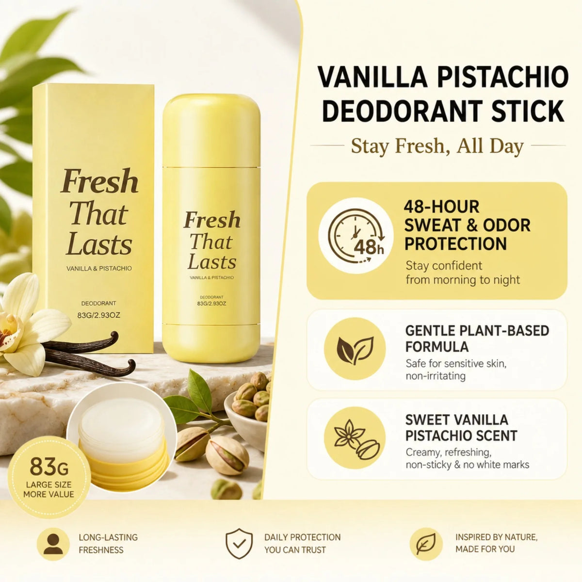 Jelly Solid Perfume Balm Vanilla Pistachio Solid Stick Long Lasting Fresh Light Scent, Portable Travel Size Deodorant Balm