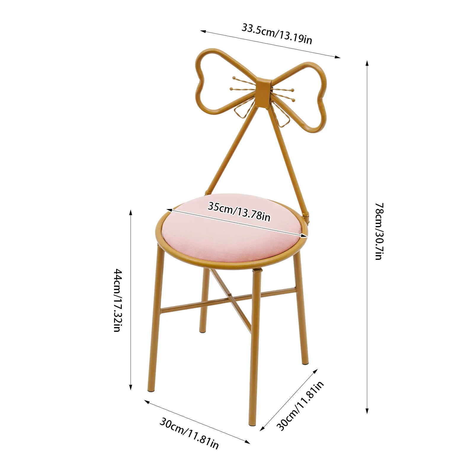 Butterfly Bow Tie Vanity Chair Modern Vanity Stool Velvet Cushion Makeup Chair Metal Frame Butterfly Backrest Chair Dining Chair