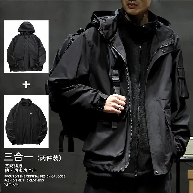 Three in One Detachable Assault Jacket for Men Cotton Padded Jacket Trendy Cotton Jacket Trendy Jacket