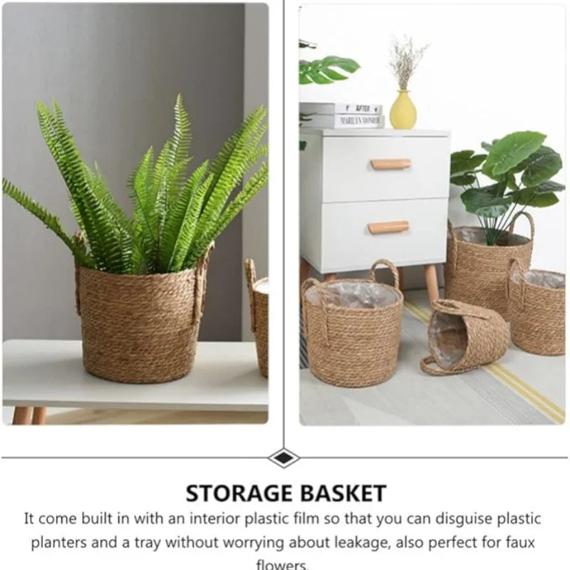 Natural Wicker Planter Basket  Flower Pot Home Garden Rattan Basket Straw Flower Basket 20/25/30CM