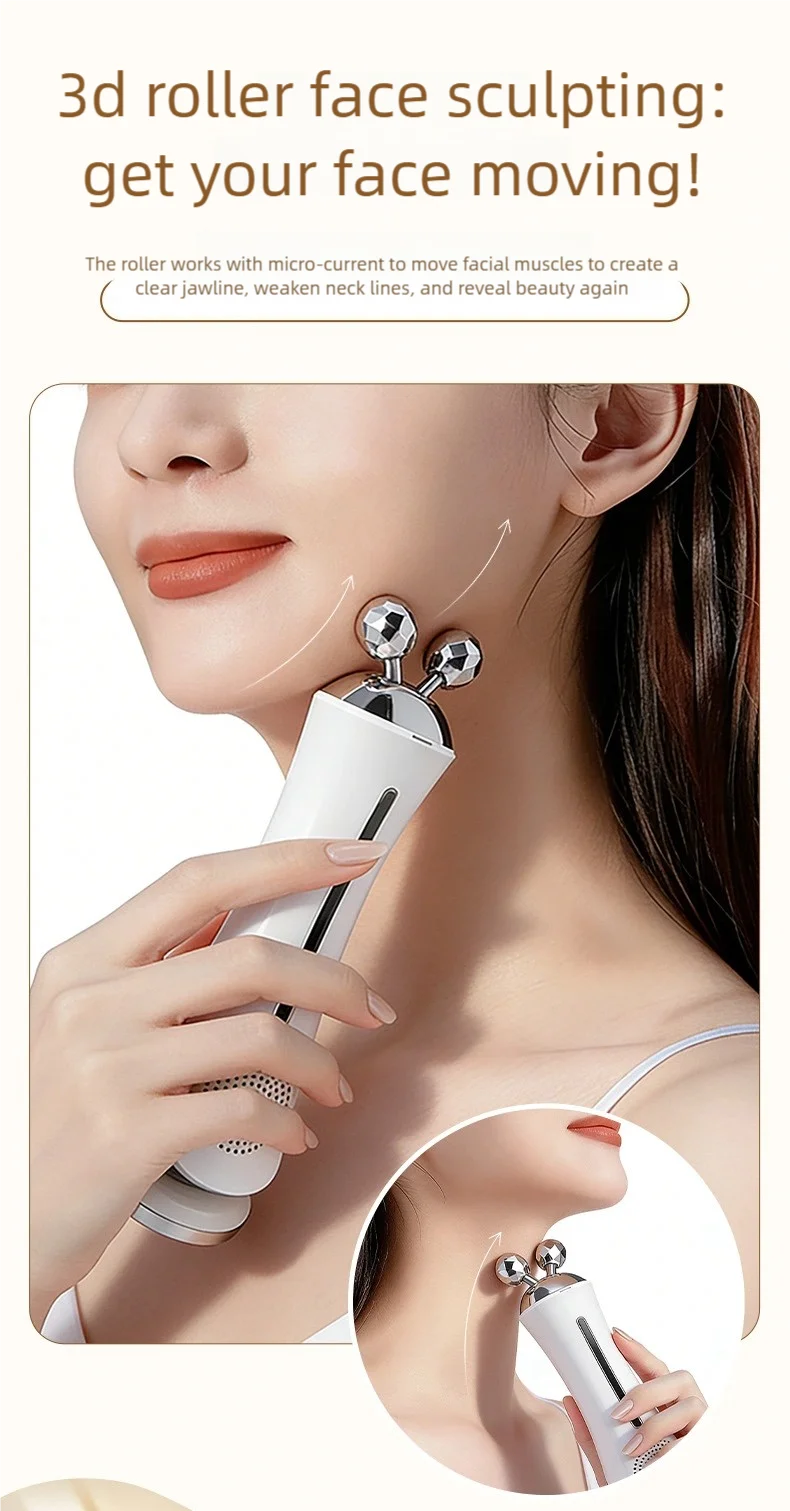 EMS Facial Micro-current Beauty Instrument 6Mode Eye Face Lift 3D Roller Massager 3 Colour LED Skin Tighten Massage Beauty Devic