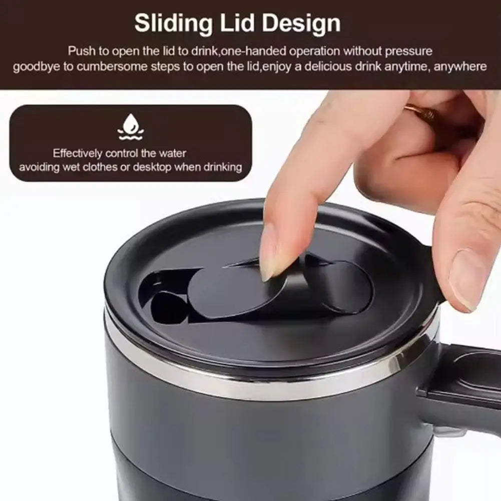 400ML Mixing Cup LED Temperature Display Coffee Cup 316 Stainless Steel Magnetic rotating stirring Milk Coffee Self Stirring Mug