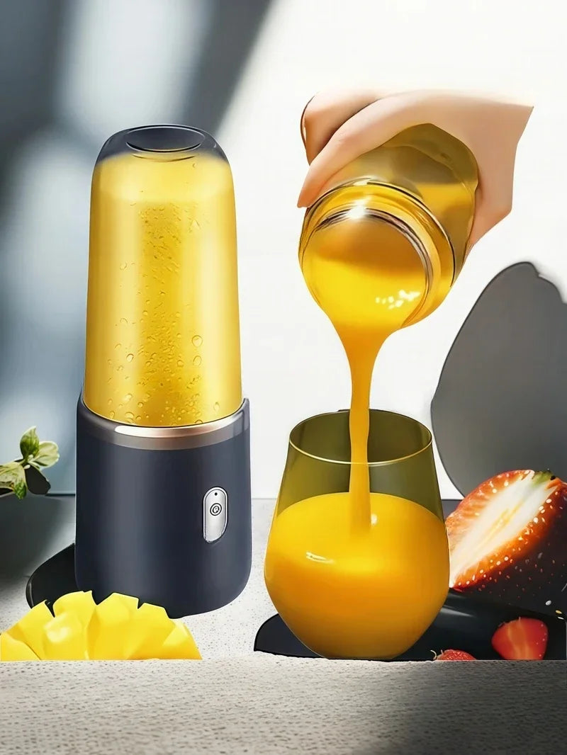 Multifunction Double Cup Juicer 400ml USB Rechargeable Portable Electric Juicer 6 Blade Fruit Blender for  Home Kitchen Tool