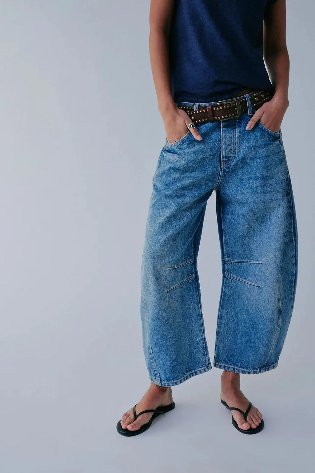 Cotton Denim Long Jeans for Women Trousers Casual High Waisted Jeans Cropped Pants Spring Summer Boho Beach Ladies Baggy Jeans