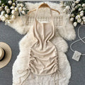 2024 Fashion Y2K Solid Knitted Women Dress Sexy Halter Backless Slim Elastic Bodycon Summer Short MiniDress Streetwear Vestidos