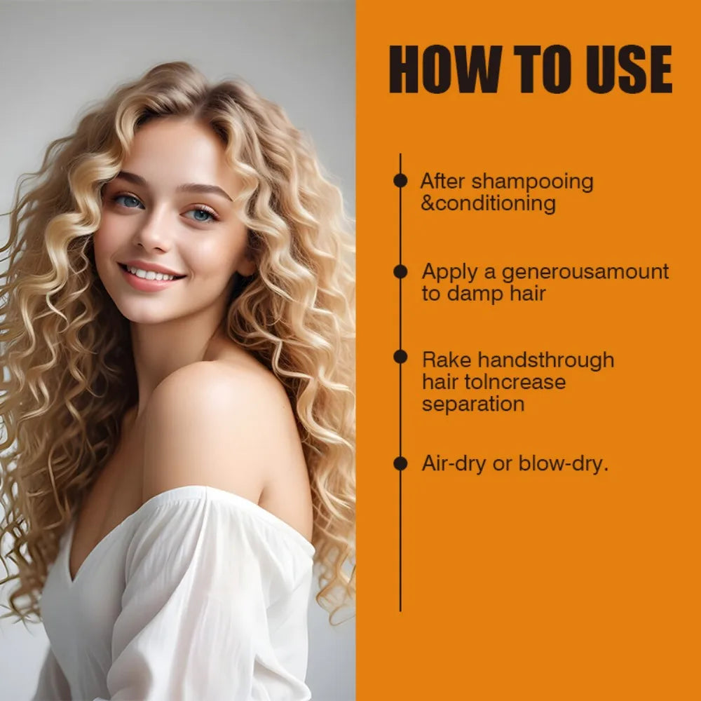 280ml Curly Hair Styling Cream, Moisturizing and Smoothing Formula, Enhances the Elasticity and Shine of Curly Hair, Easy to Set