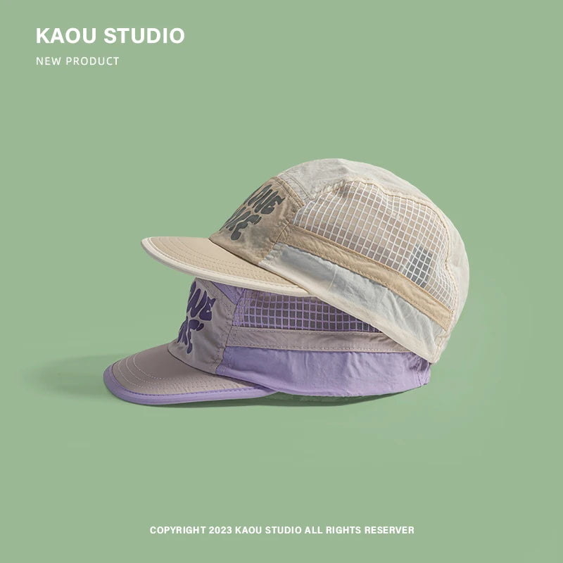 Spring Summer Outdoor Breathable Quick-drying Baseball Cap for Men and Women Lightweight Soft Brim Retro 5-panel Camping Hat