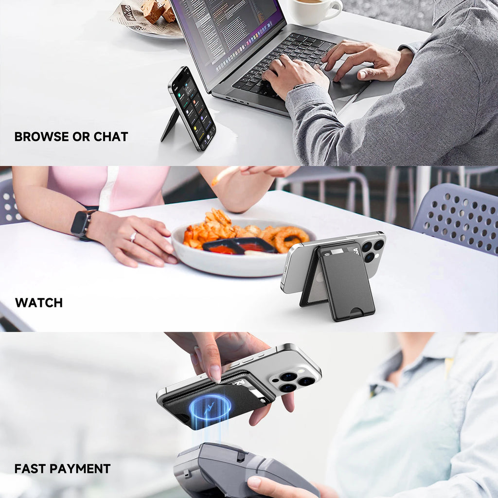 GITFOS Magnetic Wallet Phone Stand for IPhone17 16 15 14 Lightweight MagSafe Phone Card Stand Leather Magnetic Card Holder