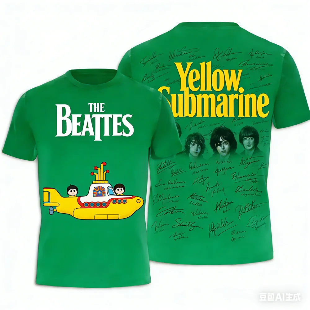 Rock band T-shirt Summer men's women's T-shirts The Beatles printed T-shirt Hip hop round neck T-shirt Breathable sports T-shirt