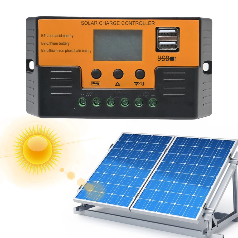 Solar Regulator 12V/24V 30A 20A 10A Solar Charge Controller Battery Charger LCD Display Dual Output USB 5V Solar Panel Controlle