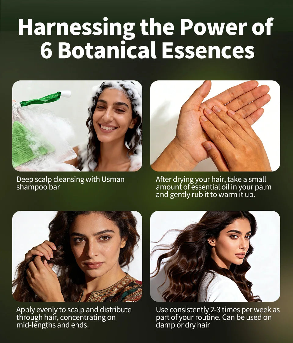 Natural Hair Growth Set Usman Grass Shampoo Soap Herbal Hair Regrowth Oil Anti Hair Loss Serum Scalp Care Spray for Men Women