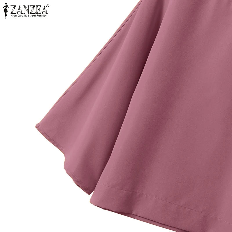 ZANZEA Women Causal 2PCS Pant Sets Loose 3/4 Sleeve Tops Wide Leg Pants 2-Pieces Outfits Solid Color Fashion Commute Tracksuits